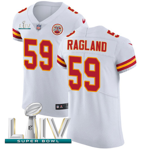 Nike Kansas City Chiefs #59 Reggie Ragland White Super Bowl LIV 2020 Men’s Stitched NFL New Elite Jersey