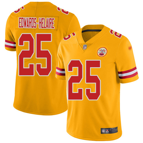 Nike Kansas City Chiefs #25 Clyde Edwards-Helaire Gold Men’s Stitched NFL Limited Inverted Legend Jersey