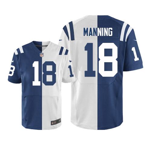 Nike Indianapolis Colts #18 Peyton Manning Royal Blue/White Men’s Stitched NFL Elite Split Jersey