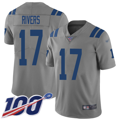 Nike Indianapolis Colts #17 Philip Rivers Gray Men’s Stitched NFL Limited Inverted Legend 100th Season Jersey