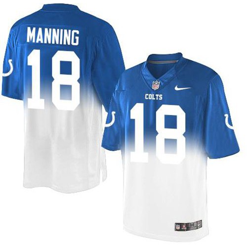 Nike Indianapolis Colts #18 Peyton Manning Royal Blue/White Men’s Stitched NFL Elite Fadeaway Fashion Jersey
