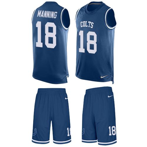 Nike Indianapolis Colts #18 Peyton Manning Royal Blue Team Color Men’s Stitched NFL Limited Tank Top Suit Jersey