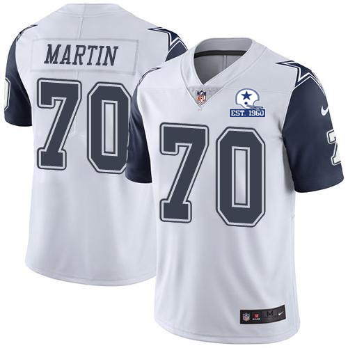 Nike Dallas Cowboys No70 Zack Martin White Men's Stitched With Established In 1960 Patch NFL Vapor Untouchable Limited Jersey