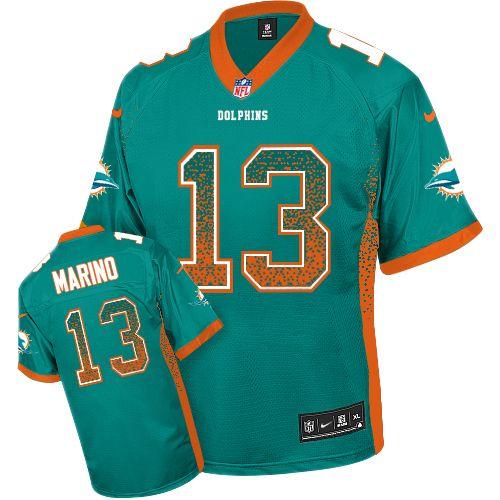Nike Miami Dolphins #13 Dan Marino Aqua Green Team Color Men’s Stitched NFL Elite Drift Fashion Jersey