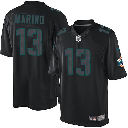 Nike Miami Dolphins #13 Dan Marino Black Men’s Stitched NFL Impact Limited Jersey