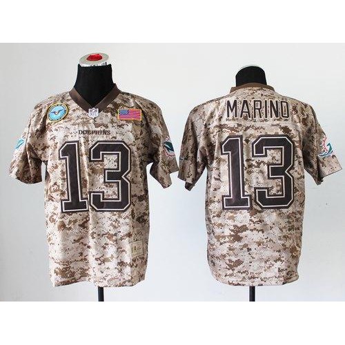 Nike Miami Dolphins #13 Dan Marino Camo Men’s Stitched NFL New Elite USMC Jersey