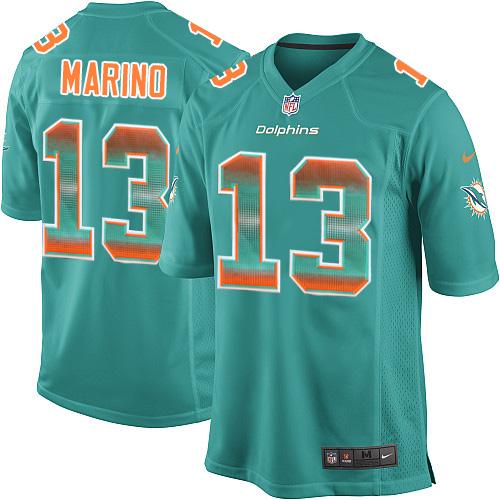 Nike Miami Dolphins #13 Dan Marino Aqua Green Team Color Men’s Stitched NFL Limited Strobe Jersey