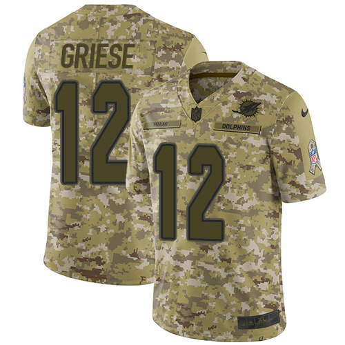 Nike Miami Dolphins #12 Bob Griese Camo Men’s Stitched NFL Limited 2018 Salute To Service Jersey