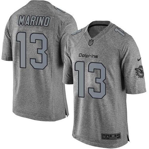 Nike Miami Dolphins #13 Dan Marino Gray Men’s Stitched NFL Limited Gridiron Gray Jersey