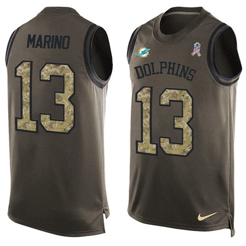 Nike Miami Dolphins #13 Dan Marino Green Men’s Stitched NFL Limited Salute To Service Tank Top Jersey