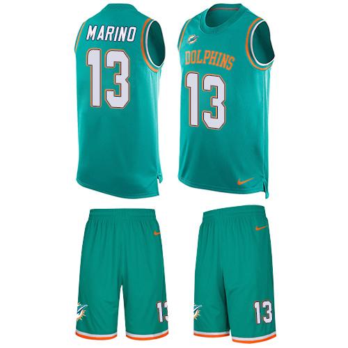 Nike Miami Dolphins #13 Dan Marino Aqua Green Team Color Men’s Stitched NFL Limited Tank Top Suit Jersey