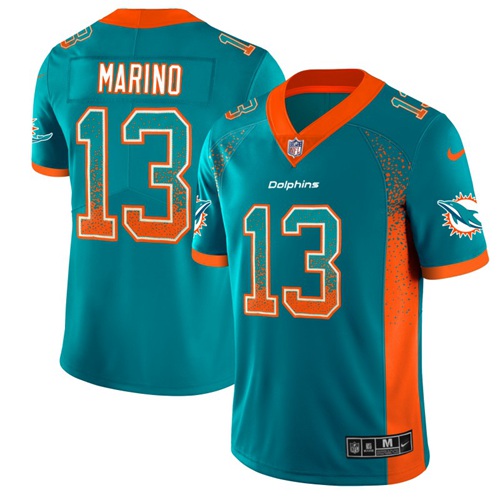 Nike Miami Dolphins #13 Dan Marino Aqua Green Team Color Men’s Stitched NFL Limited Rush Drift Fashion Jersey