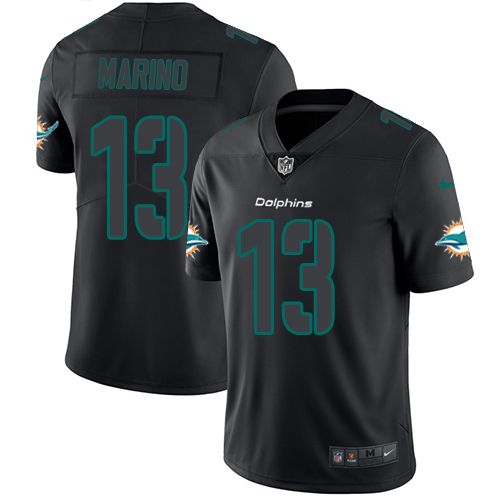 Nike Miami Dolphins #13 Dan Marino Black Men’s Stitched NFL Limited Rush Impact Jersey