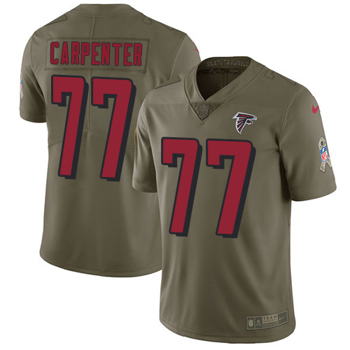 Nike Atlanta Falcons No77 James Carpenter White Men's Stitched NFL Vapor Untouchable Limited Jersey