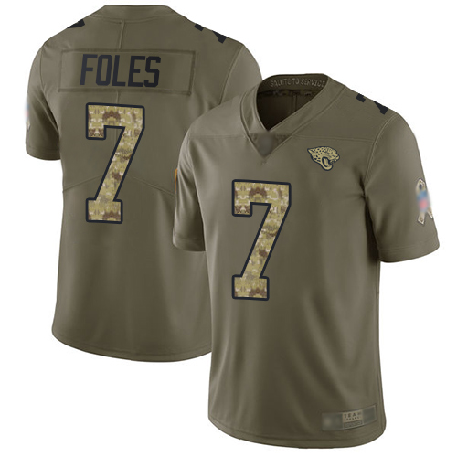 Nike Jacksonville Jaguars #7 Nick Foles Olive/Camo Men’s Stitched NFL Limited 2017 Salute To Service Jersey