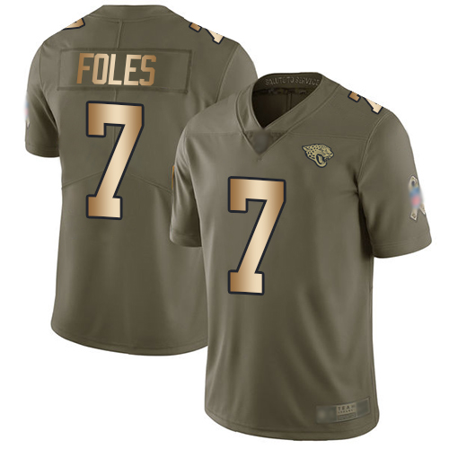 Nike Jacksonville Jaguars #7 Nick Foles Olive/Gold Men’s Stitched NFL Limited 2017 Salute To Service Jersey