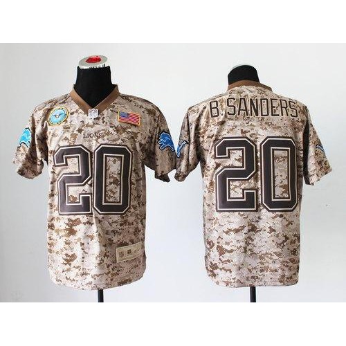 Nike Detroit Lions #20 Barry Sanders Camo Men’s Stitched NFL New Elite USMC Jersey