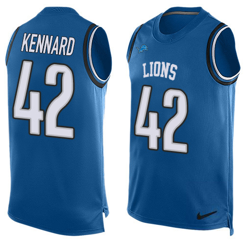 Nike Detroit Lions #42 Devon Kennard Blue Team Color Men’s Stitched NFL Limited Tank Top Jersey