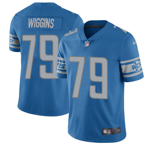 Nike Detroit Lions No79 Kenny Wiggins Blue Team Color Men's Stitched NFL Limited Therma Long Sleeve Jersey