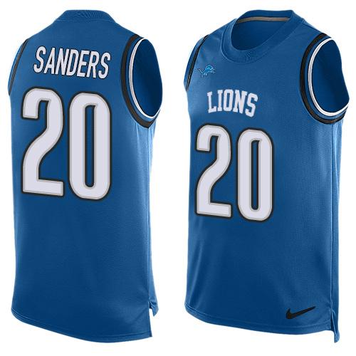 Nike Detroit Lions #20 Barry Sanders Blue Team Color Men’s Stitched NFL Limited Tank Top Jersey