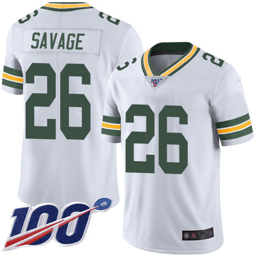Nike Green Bay Packers #26 Darnell Savage White Men’s Stitched NFL 100th Season Vapor Limited Jersey