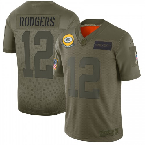 Nike Green Bay Packers #12 Aaron Rodgers Camo Men’s Stitched NFL Limited 2019 Salute To Service Jersey