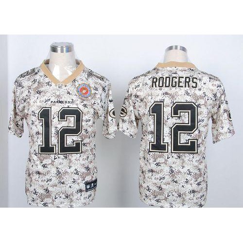 Nike Green Bay Packers #12 Aaron Rodgers Camo USMC Men’s Stitched NFL Elite Jersey