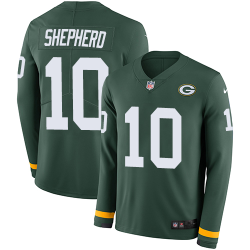 Nike Green Bay Packers #10 Darrius Shepherd Green Team Color Men’s Stitched NFL Limited Therma Long Sleeve Jersey
