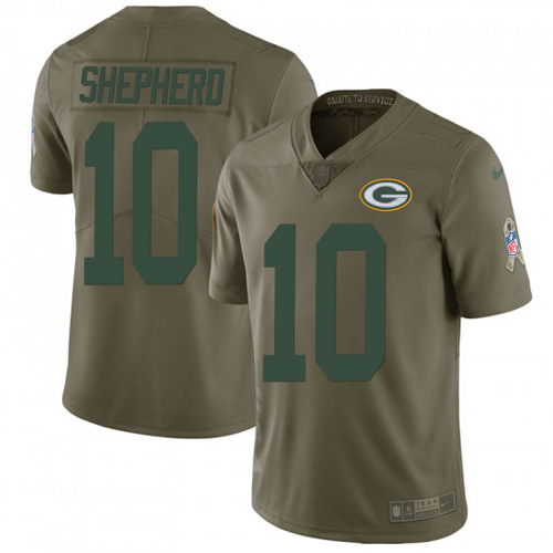 Nike Green Bay Packers #10 Darrius Shepherd Olive Men’s Stitched NFL Limited 2017 Salute To Service Jersey