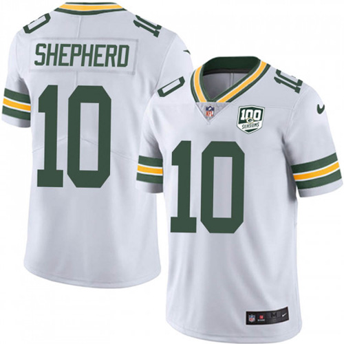 Nike Green Bay Packers #10 Darrius Shepherd White Men’s 100th Season Stitched NFL Vapor Untouchable Limited Jersey