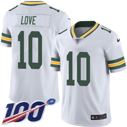 Nike Green Bay Packers #10 Jordan Love White Men’s Stitched NFL 100th Season Vapor Untouchable Limited Jersey