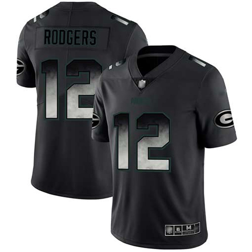 Nike Green Bay Packers #12 Aaron Rodgers Black Men’s Stitched NFL Vapor Untouchable Limited Smoke Fashion Jersey