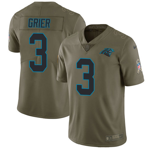 Nike Carolina Panthers #3 Will Grier Olive Men’s Stitched NFL Limited 2017 Salute To Service Jersey