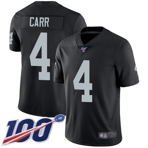 Nike Las Vegas Raiders #4 Derek Carr Black Team Color Men’s Stitched NFL 100th Season Vapor Limited Jersey