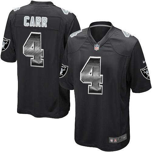 Nike Las Vegas Raiders #4 Derek Carr Black Team Color Men’s Stitched NFL Limited Strobe Jersey