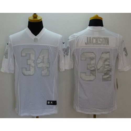 Nike Las Vegas Raiders #34 Bo Jackson White Men’s Stitched NFL Limited Platinum Jersey