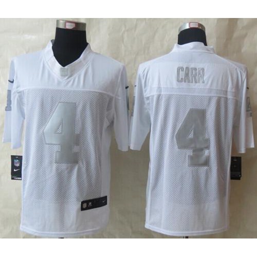 Nike Las Vegas Raiders #4 Derek Carr White Men’s Stitched NFL Limited Platinum Jersey