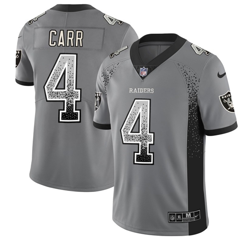 Nike Las Vegas Raiders #4 Derek Carr Gray Men’s Stitched NFL Limited Rush Drift Fashion Jersey