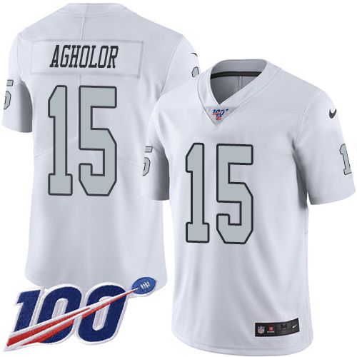Nike Las Vegas Raiders #15 Nelson Agholor White Men’s Stitched NFL Limited Rush 100th Season Jersey