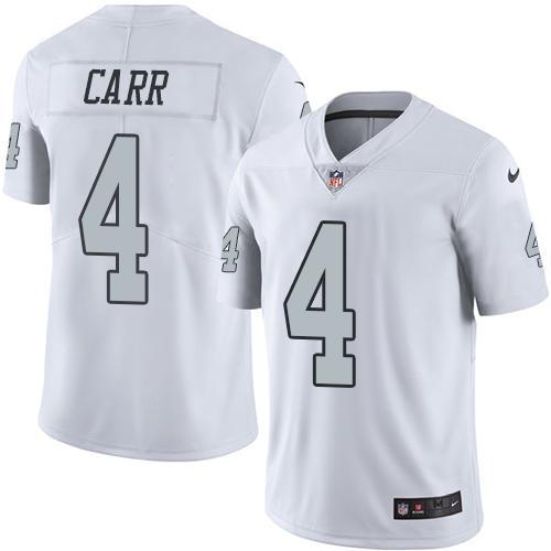 Nike Las Vegas Raiders #4 Derek Carr White Men’s Stitched NFL Limited Rush Jersey
