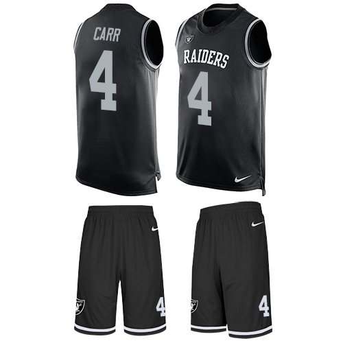 Nike Las Vegas Raiders #4 Derek Carr Black Team Color Men’s Stitched NFL Limited Tank Top Suit Jersey