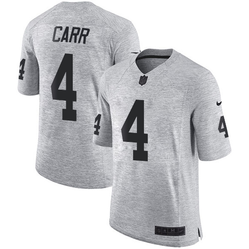 Nike Las Vegas Raiders #4 Derek Carr Gray Men’s Stitched NFL Limited Gridiron Gray II Jersey
