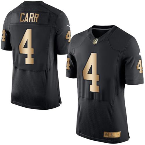 Nike Las Vegas Raiders #4 Derek Carr Black Team Color Men’s Stitched NFL New Elite Gold Jersey