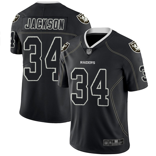 Nike Las Vegas Raiders #34 Bo Jackson Lights Out Black Men’s Stitched NFL Limited Rush Jersey