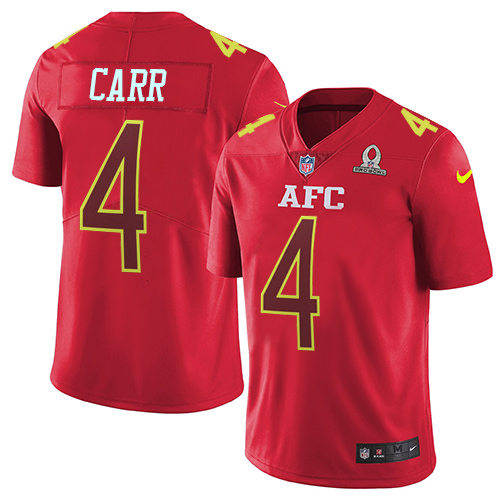 Nike Las Vegas Raiders #4 Derek Carr Red Men’s Stitched NFL Limited AFC 2017 Pro Bowl Jersey