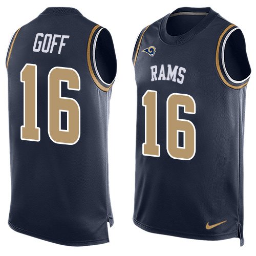 Nike Los Angeles Rams #16 Jared Goff Navy Blue Team Color Men’s Stitched NFL Limited Tank Top Jersey