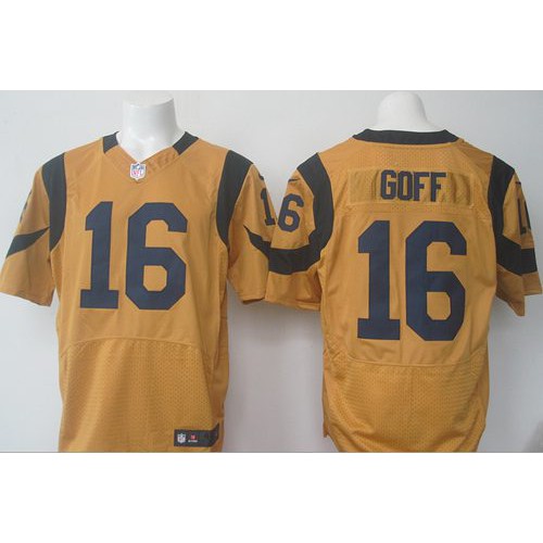 Nike Los Angeles Rams #16 Jared Goff Gold Men’s Stitched NFL Elite Rush Jersey
