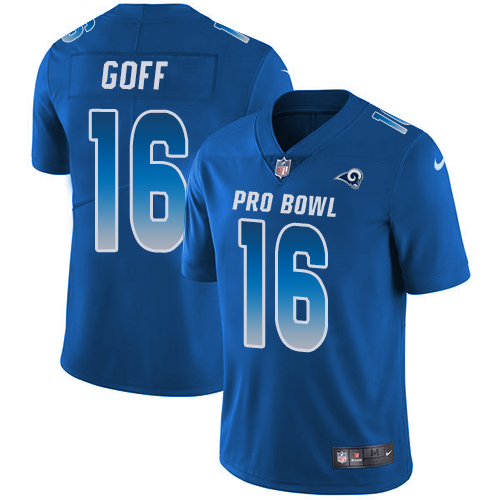 Nike Los Angeles Rams #16 Jared Goff Royal Men’s Stitched NFL Limited NFC 2019 Pro Bowl Jersey