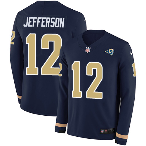 Nike Los Angeles Rams #12 Van Jefferson Navy Blue Team Color Men’s Stitched NFL Limited Therma Long Sleeve Jersey