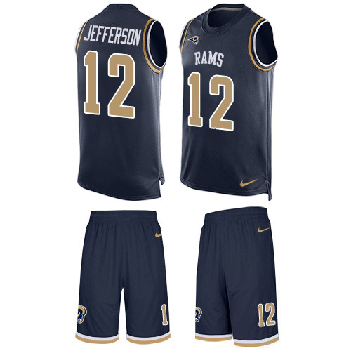 Nike Los Angeles Rams #12 Van Jefferson Navy Blue Team Color Men’s Stitched NFL Limited Tank Top Suit Jersey